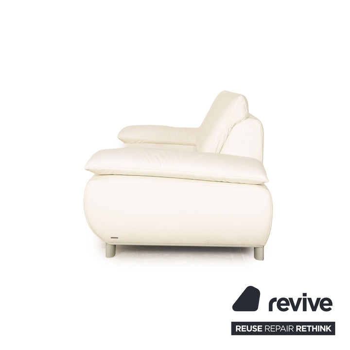 Koinor Volare Leather Two Seater White Sofa Couch Manual Function