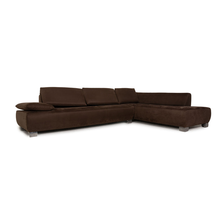 Koinor Volare fabric corner sofa brown sofa couch function chaise longue on the right