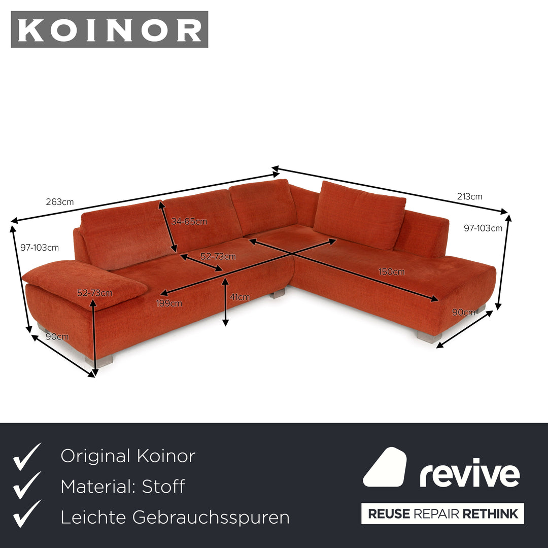 Koinor Volare Canapé en tissu Orange Fonction de canapé d'angle