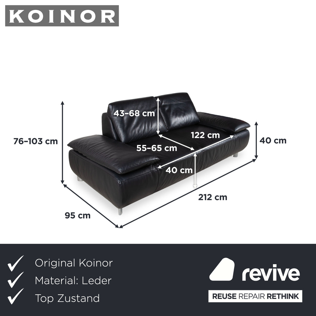 Koinor Volare Zweisitzer Leder Sofa Schwarz Couch manuelle Funktion