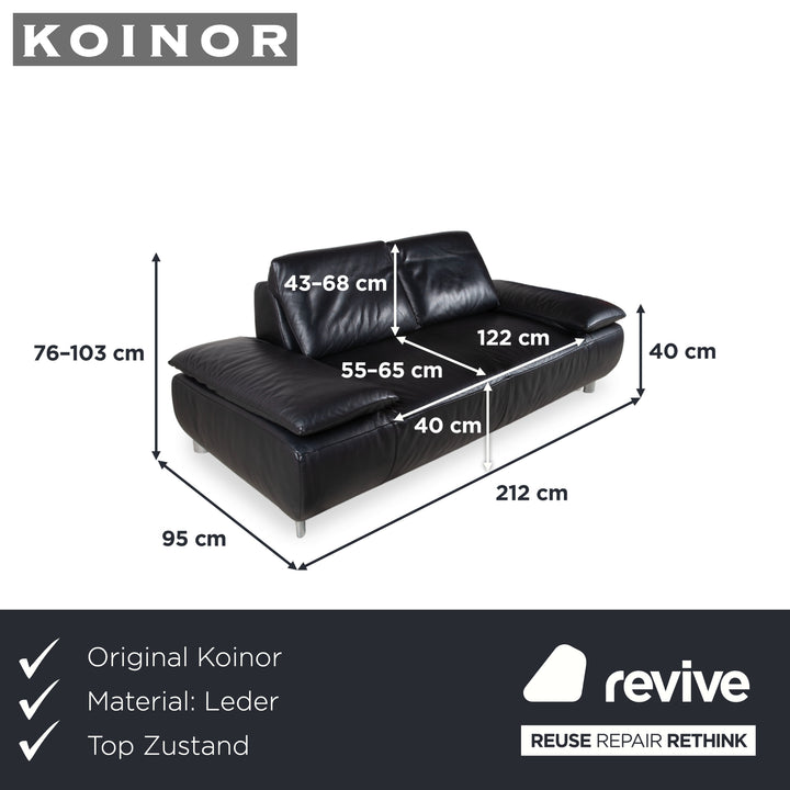 Koinor Volare Zweisitzer Leder Sofa Schwarz Couch manuelle Funktion