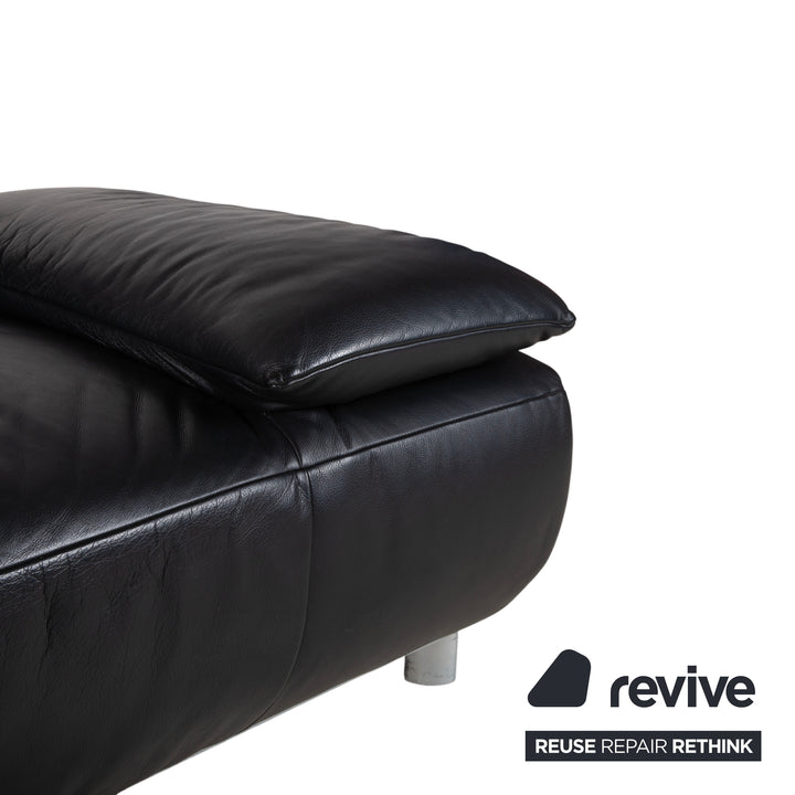 Koinor Volare Two-Seater Leather Sofa Black Couch Manual Function