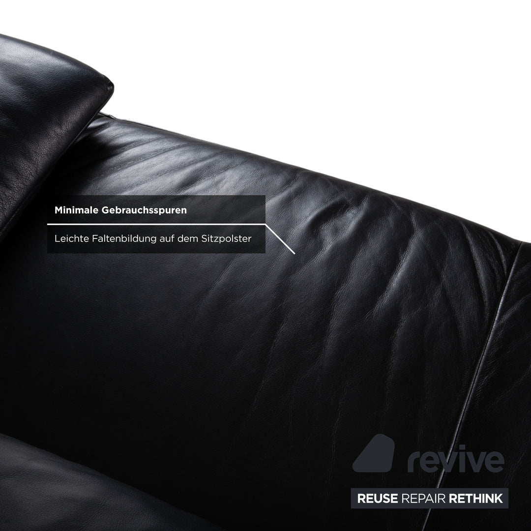 Koinor Volare Zweisitzer Leder Sofa Schwarz Couch manuelle Funktion