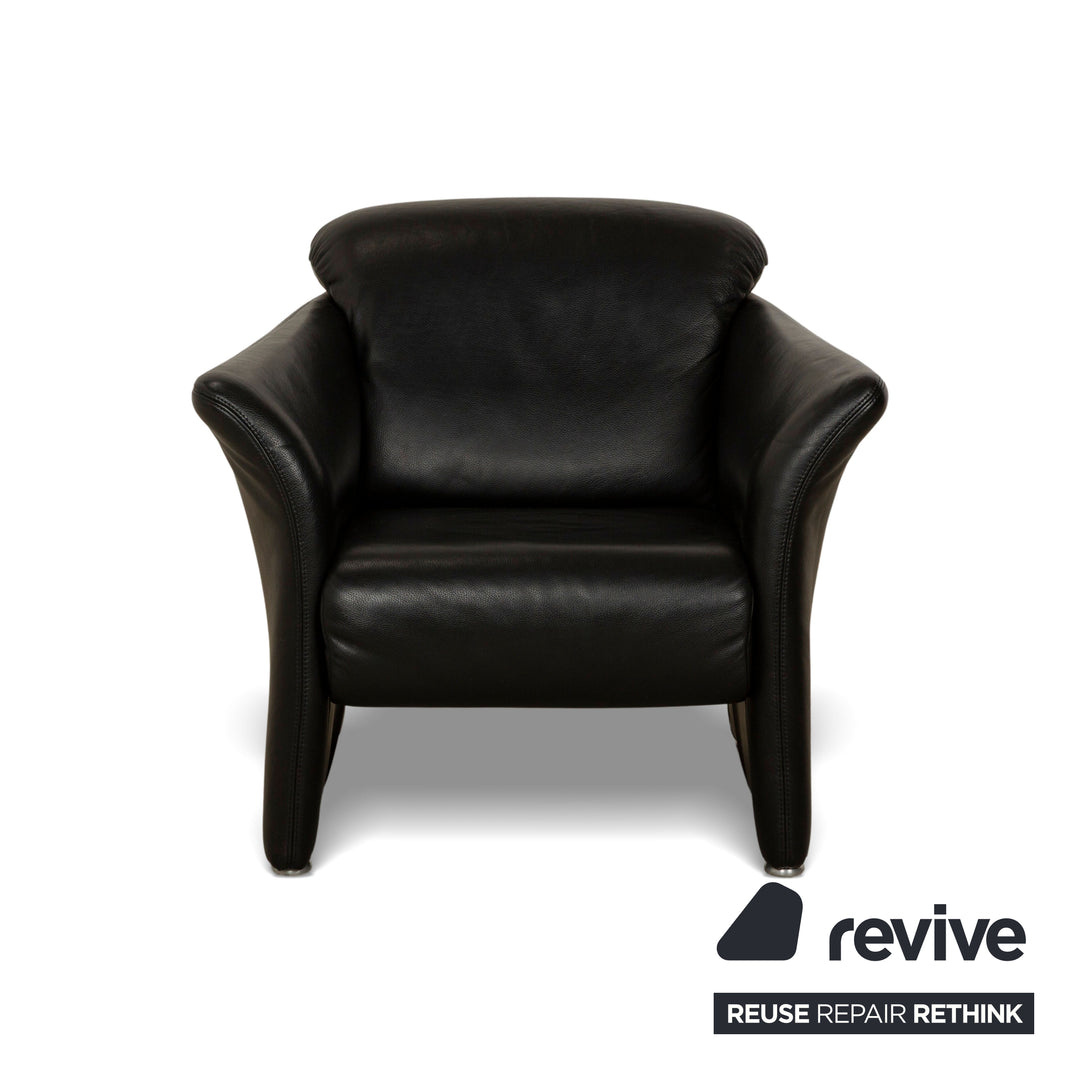 Fauteuil en cuir noir Koinor Wendy