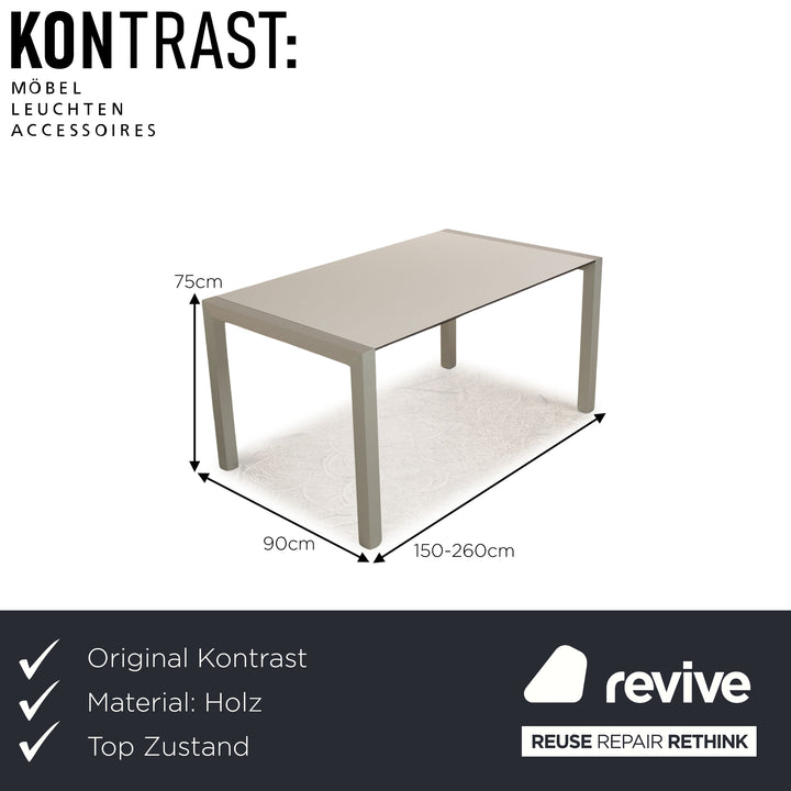 Contrast wood dining table white manual function 150-260 x 90 x 75 cm