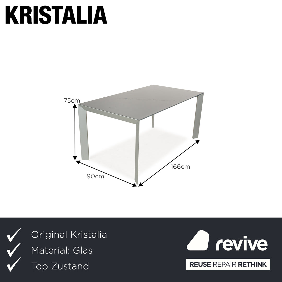 Kristalia Nori Glass Dining Table Grey 166 x 90 x 75 cm