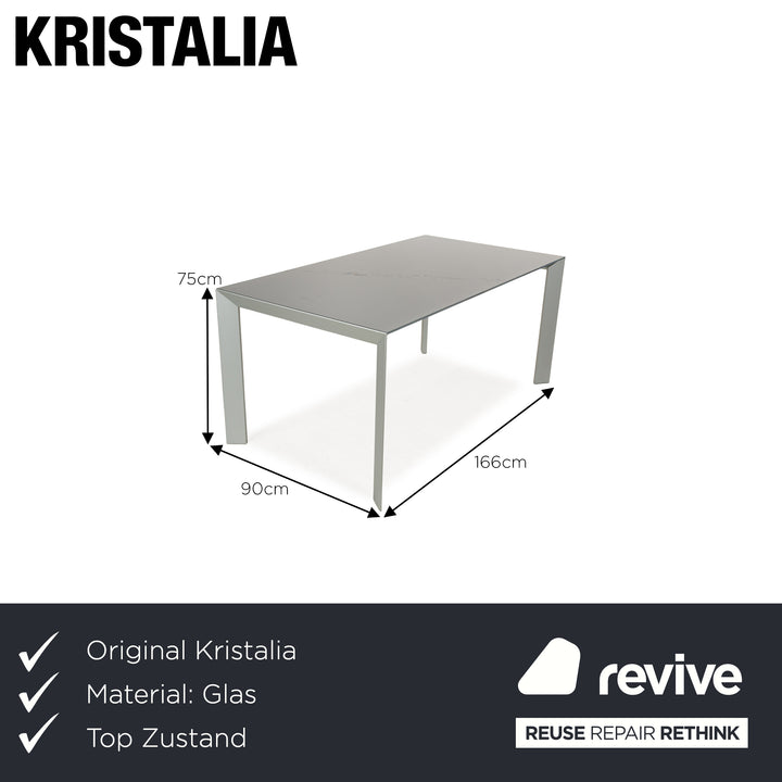 Kristalia Nori Glass Dining Table Grey 166 x 90 x 75 cm