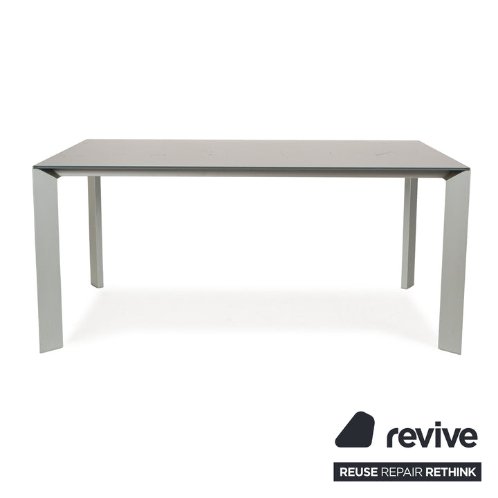 Kristalia Nori Glass Dining Table Grey 166 x 90 x 75 cm