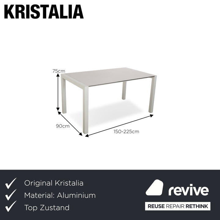 Kristalia Sushi Aluminium Esstisch Grau Ausziehfunktion 150/187/225 x 75 x 90