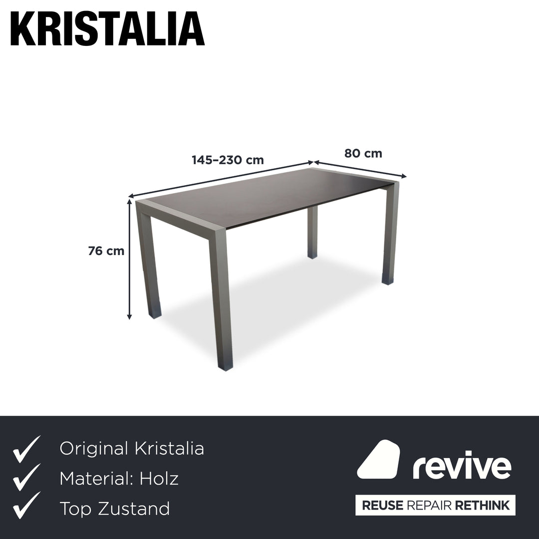 Kristalia Sushi Holz Esstisch Anthrazit Silber manuelle Ausziehfunktion