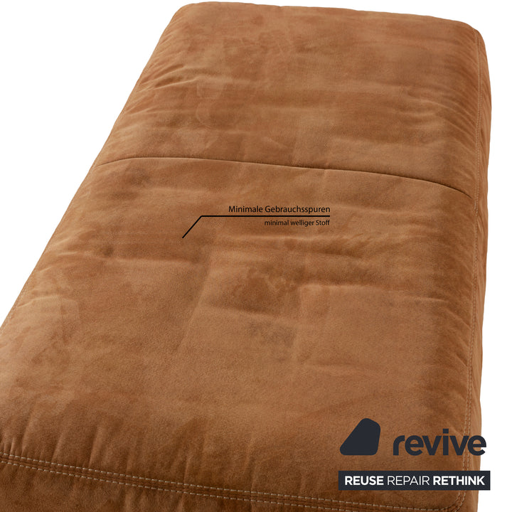 K+W Polstermöbel Soul 7135 Stoff Sofa Garnitur Braun Camel Recamiere Links Ecksofa Couch Hocker manuelle Funktion