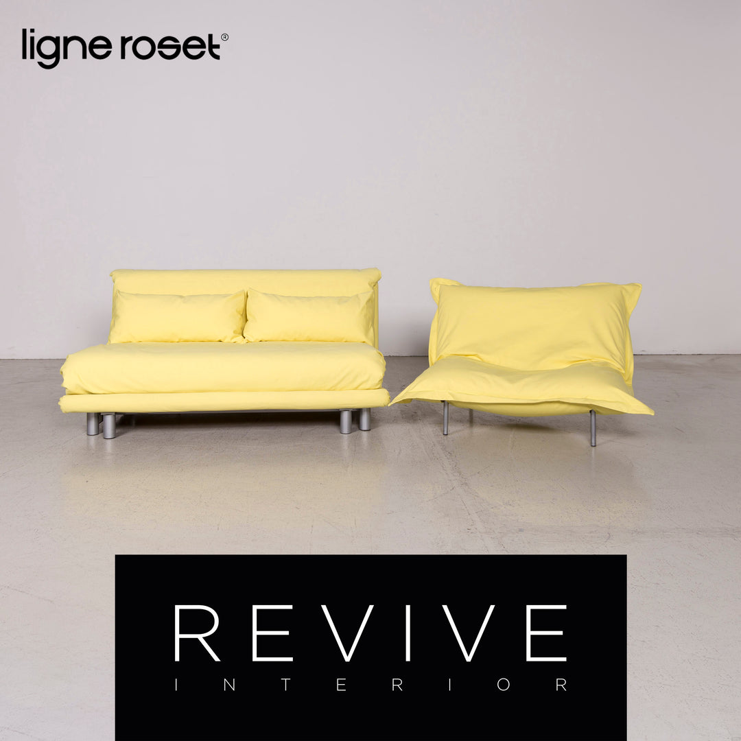 ligne roset Multy Calin Designer Stoff Sofa Garnitur Gelb Dreisitzer Sessel Couch Funktion #8319