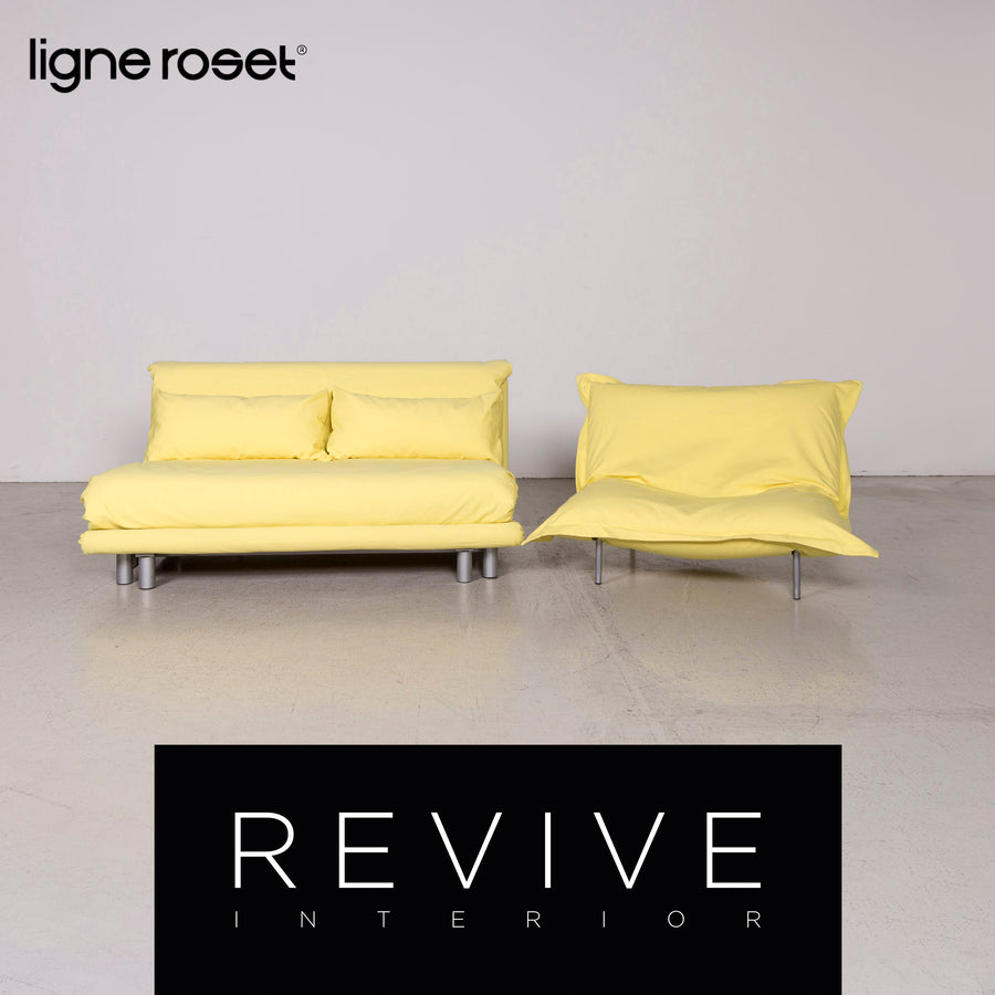 ligne roset Multy Calin Designer Stoff Sofa Garnitur Gelb Dreisitzer Sessel Couch Funktion #8319