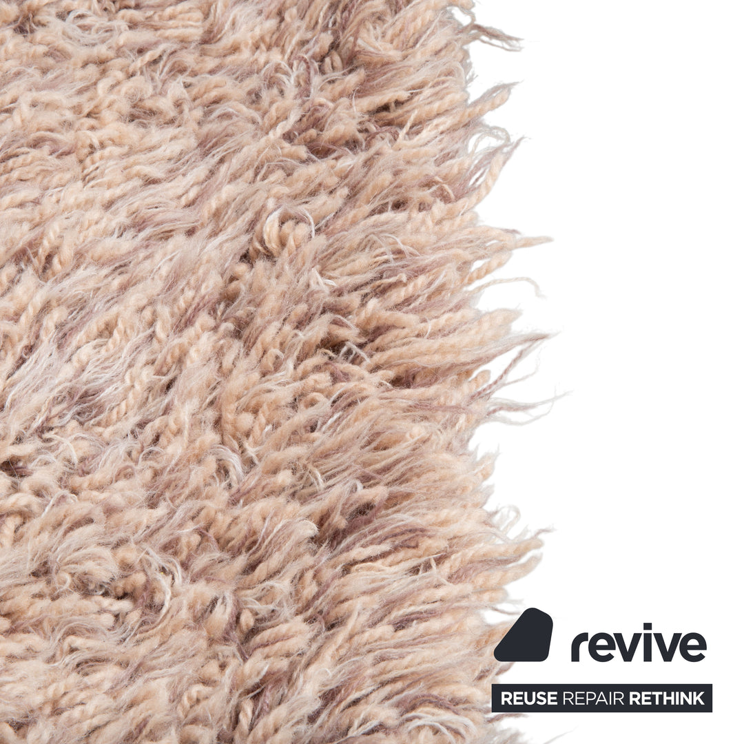Kymo Woll Teppich Beige Creme Hellbraun Schurwolle 178 x 207 cm