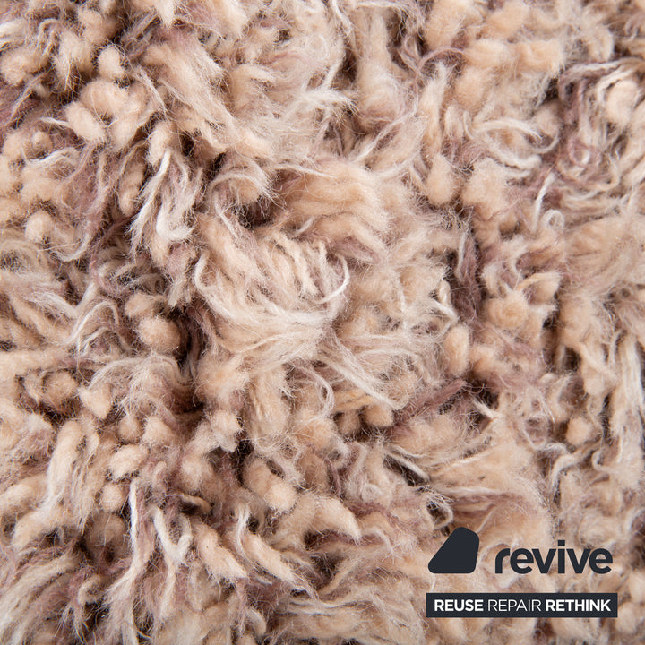 Kymo Woll Teppich Beige Creme Hellbraun Schurwolle 178 x 207 cm