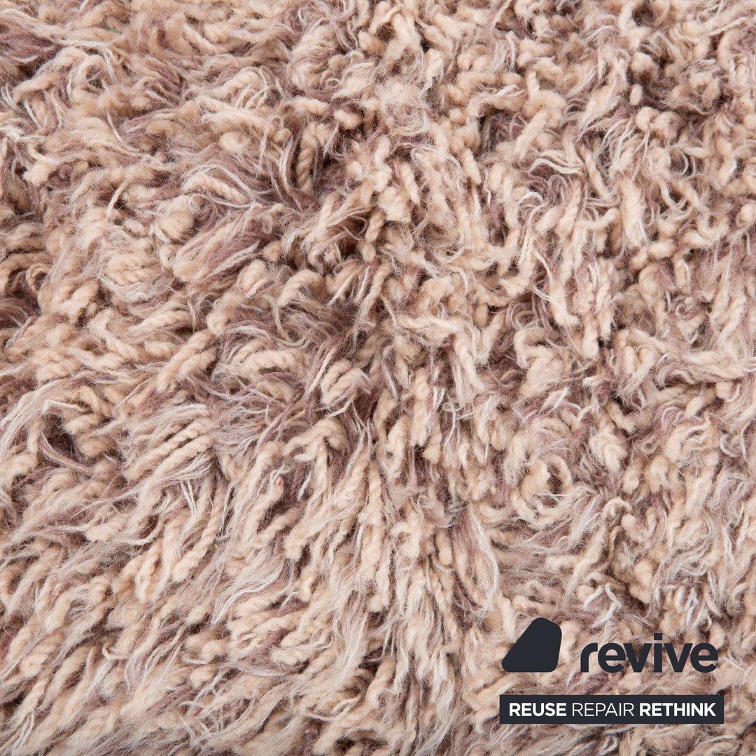 Kymo Woll Teppich Beige Creme Hellbraun Schurwolle 178 x 207 cm