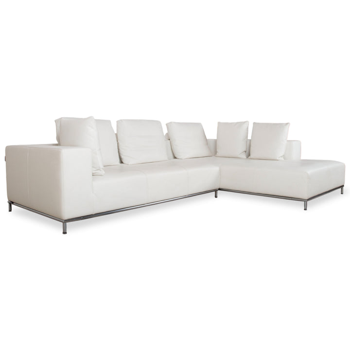 La Nuova Casa Granada Leder Ecksofa Creme Weiß Sofa Couch