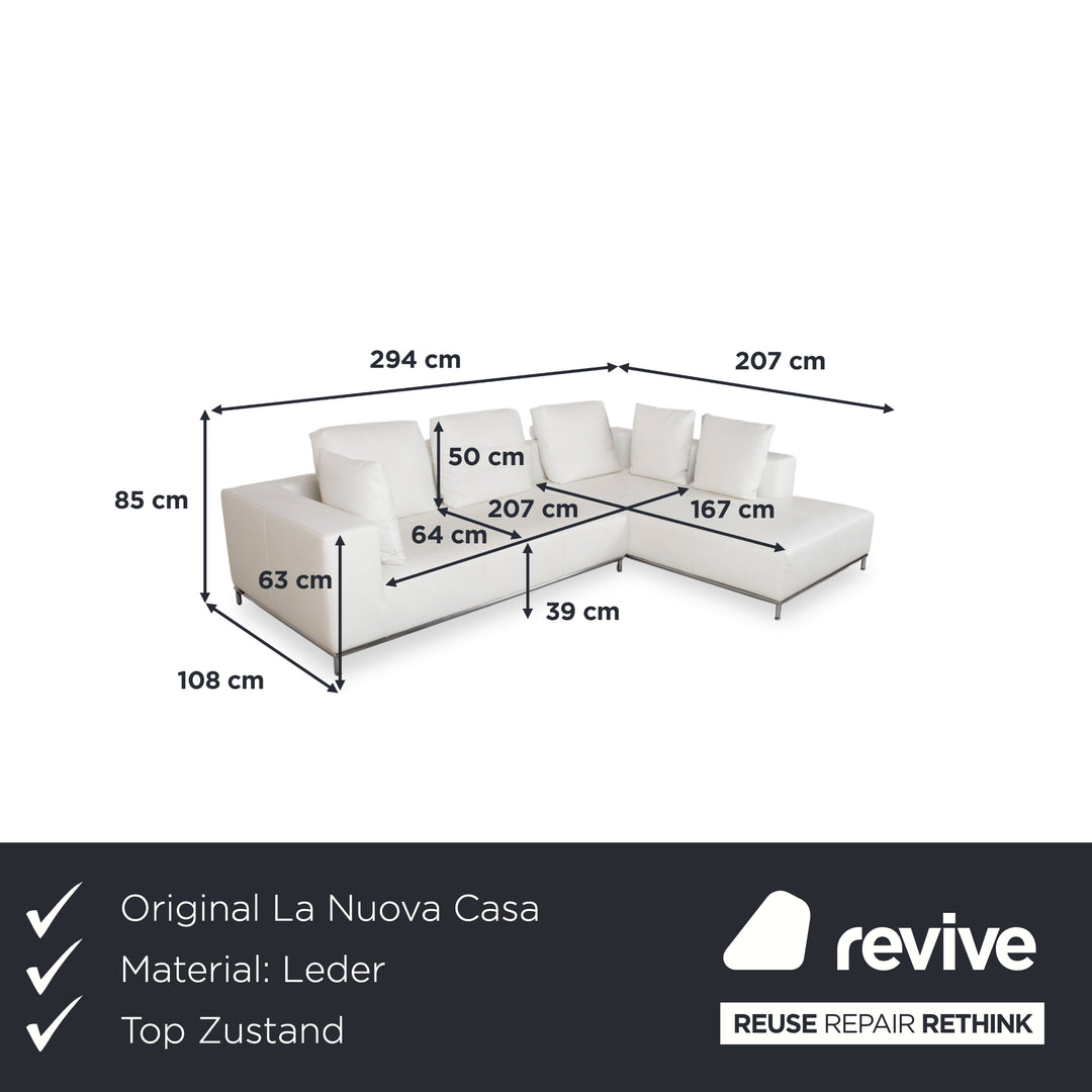 La Nuova Casa Granada Leder Ecksofa Creme Weiß Sofa Couch