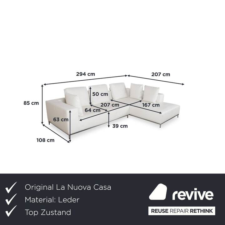 La Nuova Casa Granada Leder Ecksofa Creme Weiß Sofa Couch