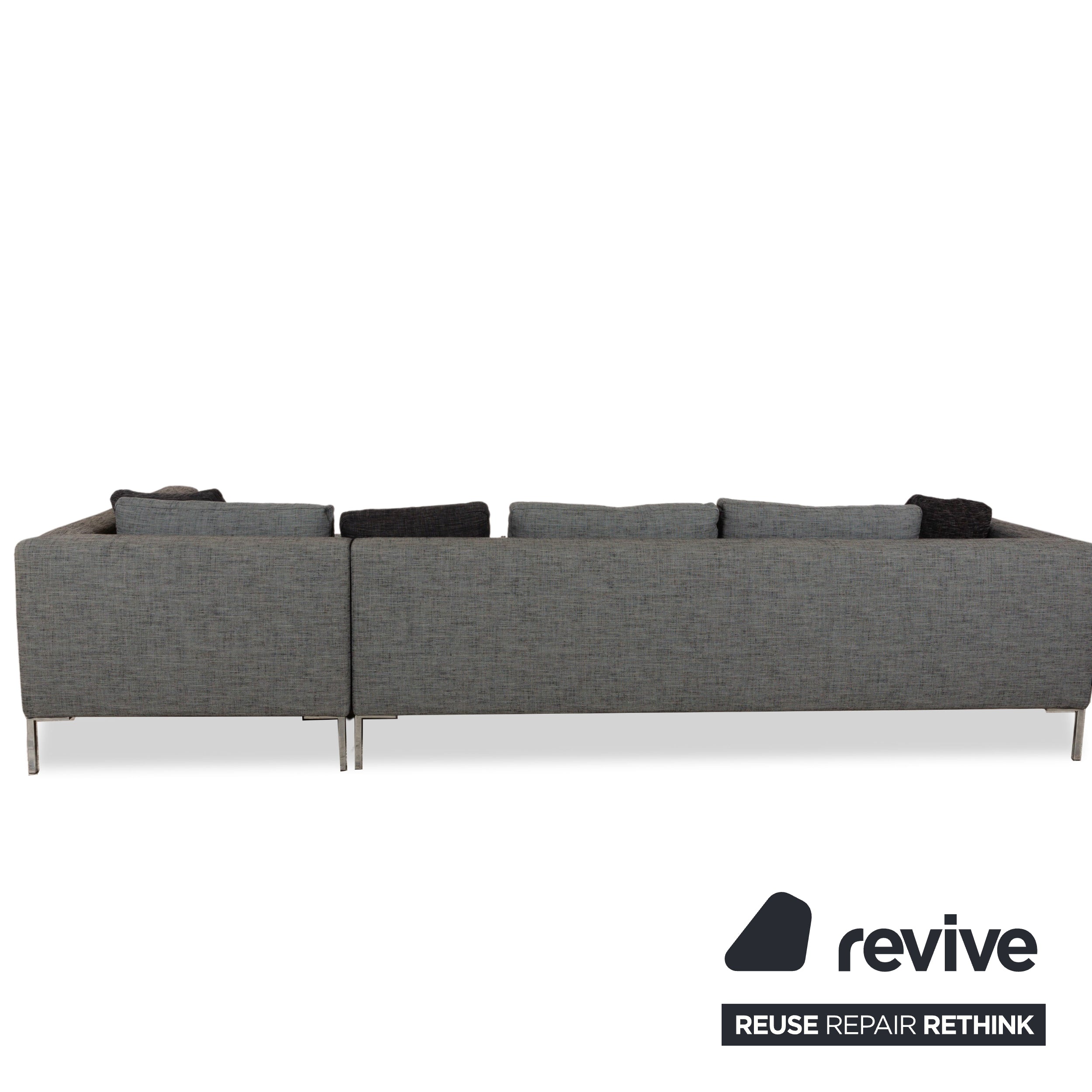 La Nouva Casa Liverpool corner sofa, couch, grey fabric, right-hand chaise longue