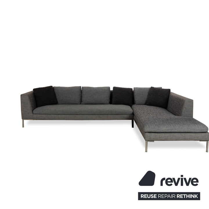 Canapé d'angle La Nouva Casa Liverpool, canapé, tissu gris, méridienne droite