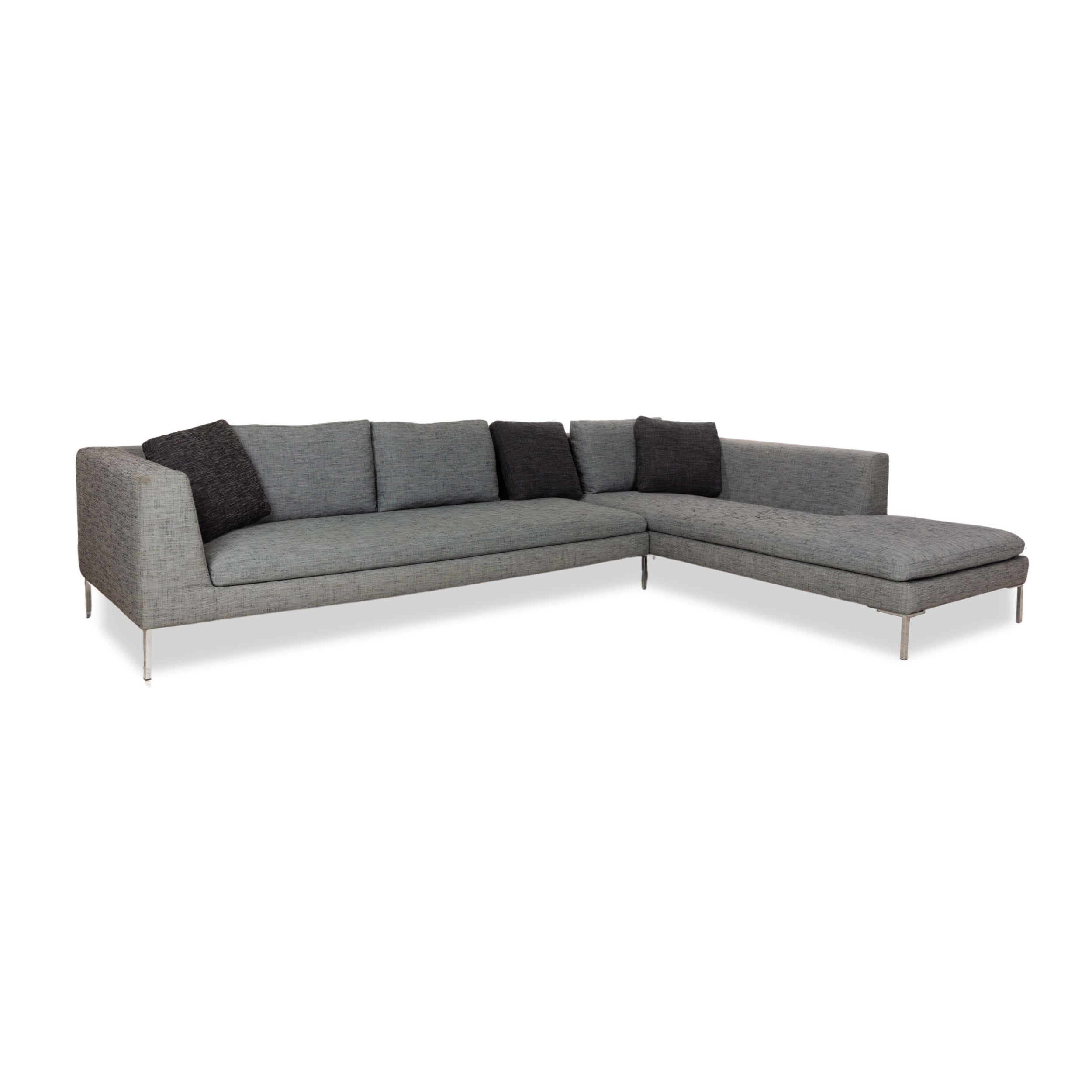 La Nouva Casa Liverpool corner sofa, couch, grey fabric, right-hand chaise longue