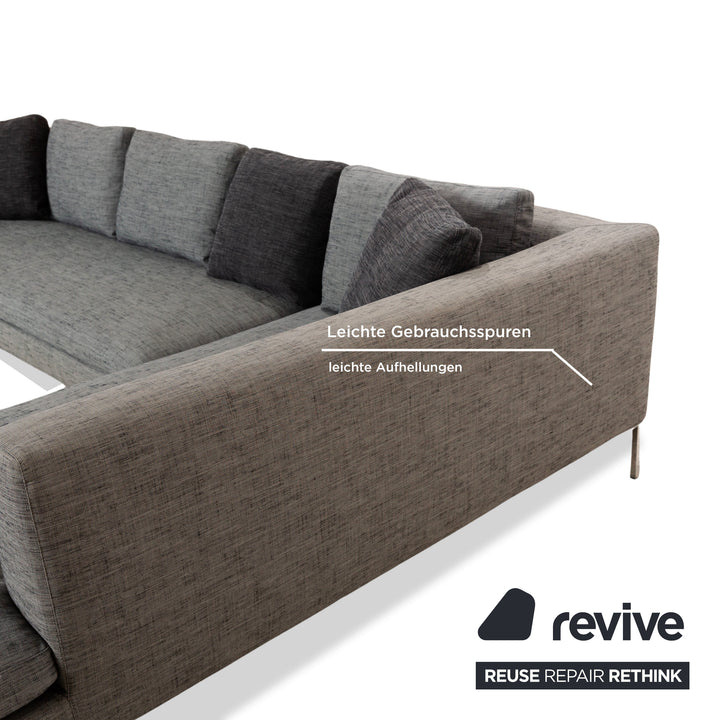 La Nouva Casa Liverpool Ecksofa Sofa Couch Stoff Grau Recamiere Rechts