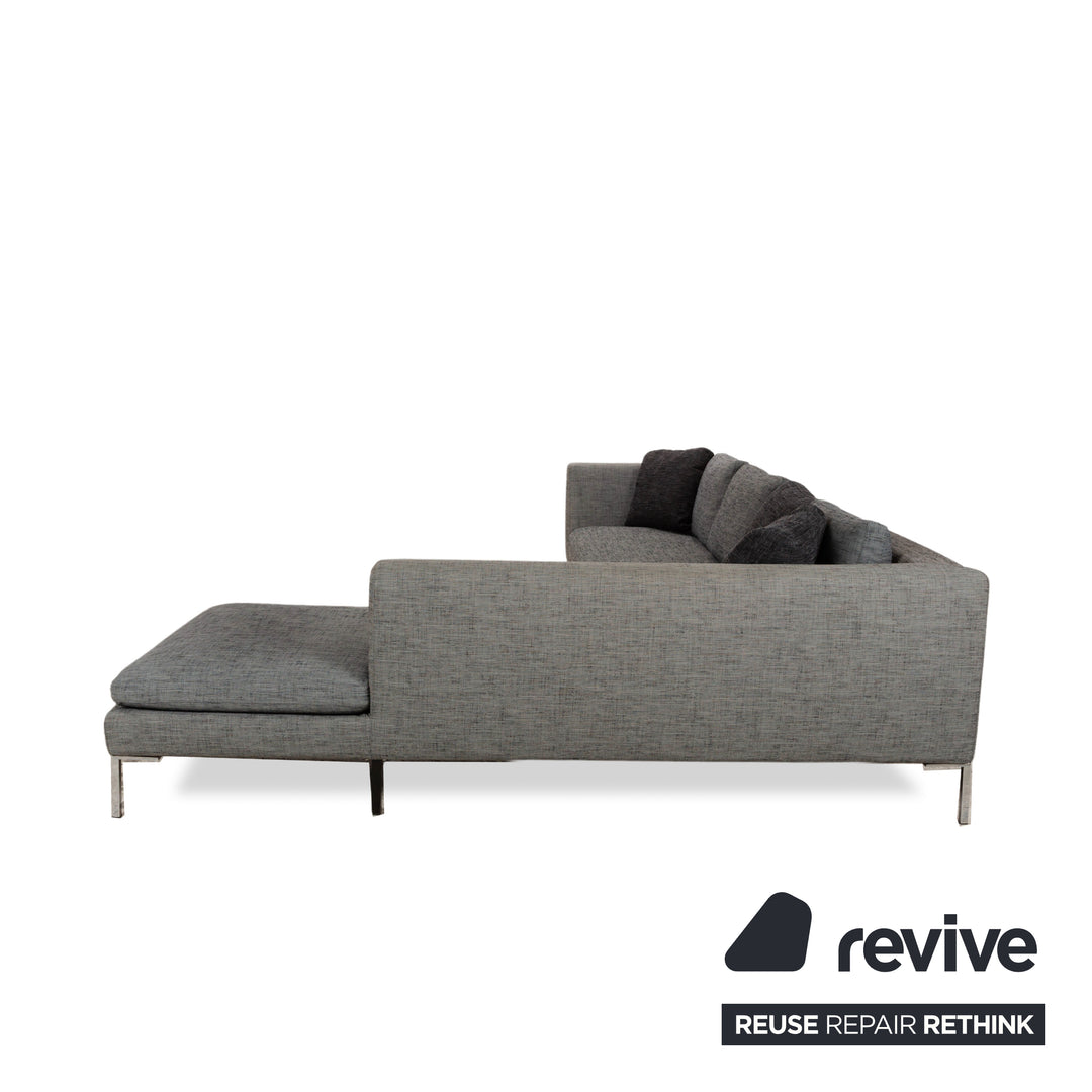 La Nouva Casa Liverpool corner sofa, couch, grey fabric, right-hand chaise longue