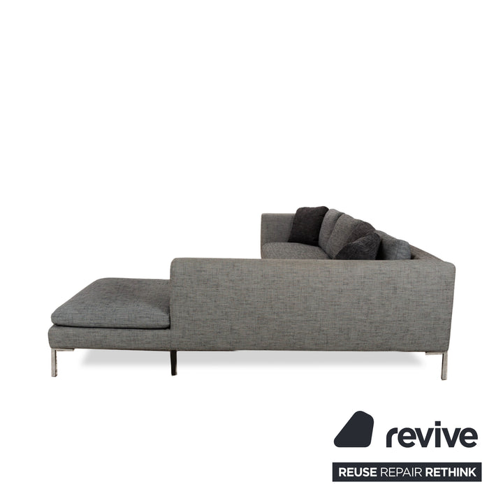 La Nouva Casa Liverpool corner sofa, couch, grey fabric, right-hand chaise longue