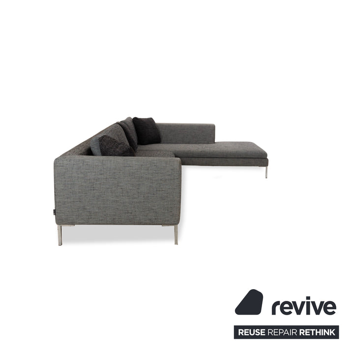 La Nouva Casa Liverpool Ecksofa Sofa Couch Stoff Grau Recamiere Rechts