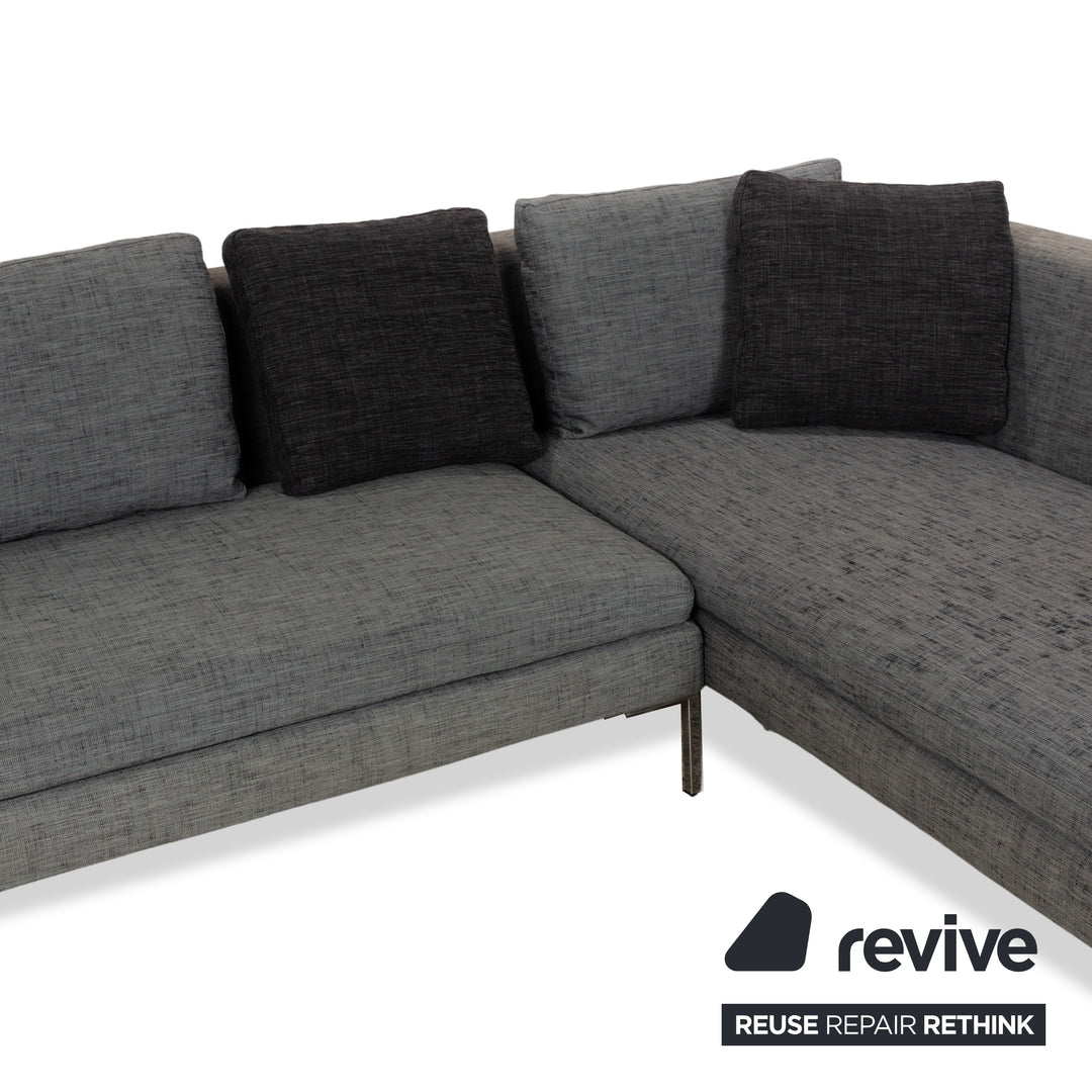 La Nouva Casa Liverpool corner sofa, couch, grey fabric, right-hand chaise longue