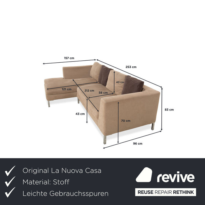 La Nouva Casa Luca Fabric Corner Sofa Beige Sofa Couch