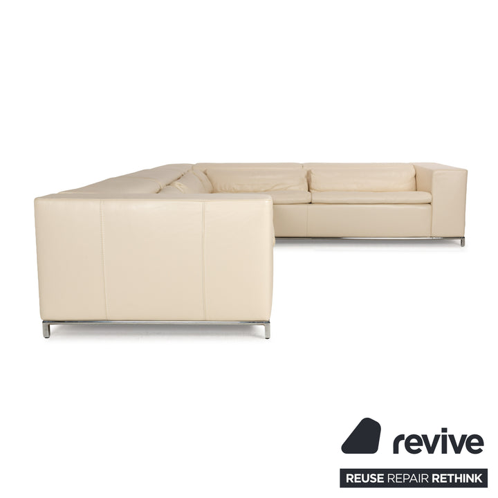 La Nuova Casa Boston Leather Corner Sofa Cream Sofa Couch Recamiere right