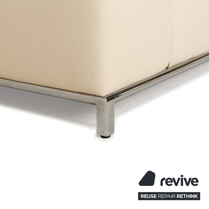 La Nuova Casa Boston Leather Corner Sofa Cream Sofa Couch Recamiere right