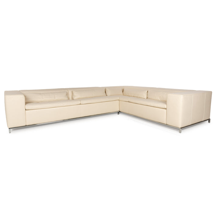 La Nuova Casa Boston Leather Corner Sofa Cream Sofa Couch Recamiere right
