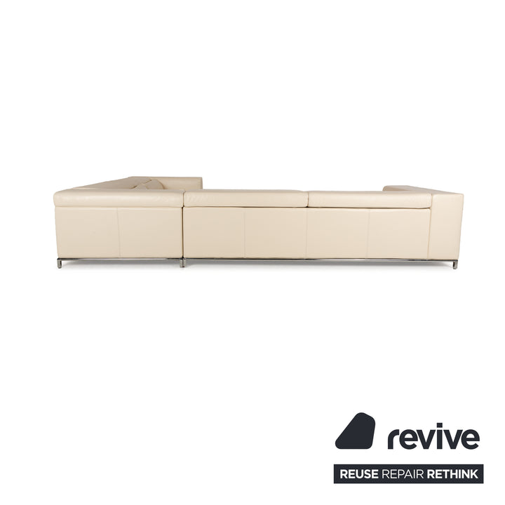 La Nuova Casa Boston Leather Corner Sofa Cream Sofa Couch Recamiere right