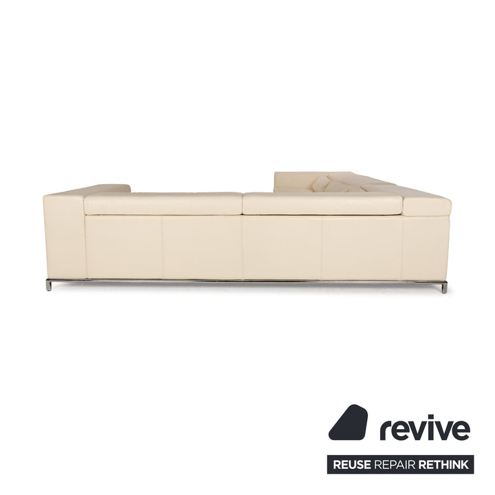 La Nuova Casa Boston Leather Corner Sofa Cream Sofa Couch Recamiere right