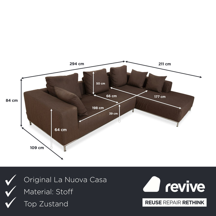 La Nuova Casa Granada Fabric Corner Sofa Brown Grey Mud Sofa Couch
