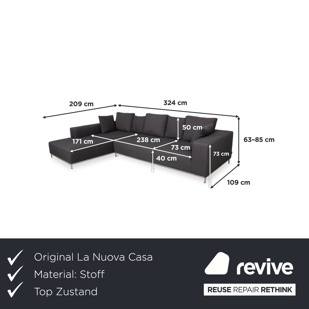 La Nuova Casa Granada Stoff Ecksofa Grau Anthrazit Sofa Couch