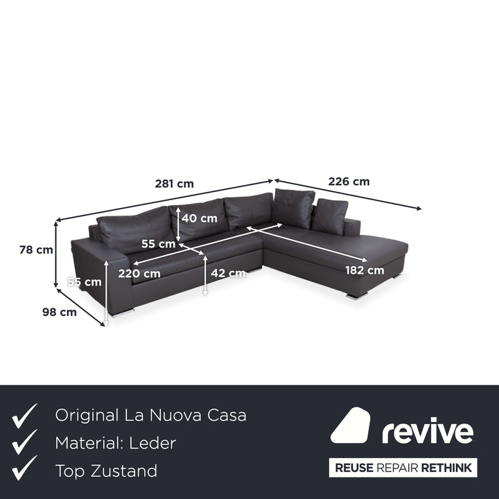 La Nuova Casa Halma Leather Corner Sofa Black Sofa Couch