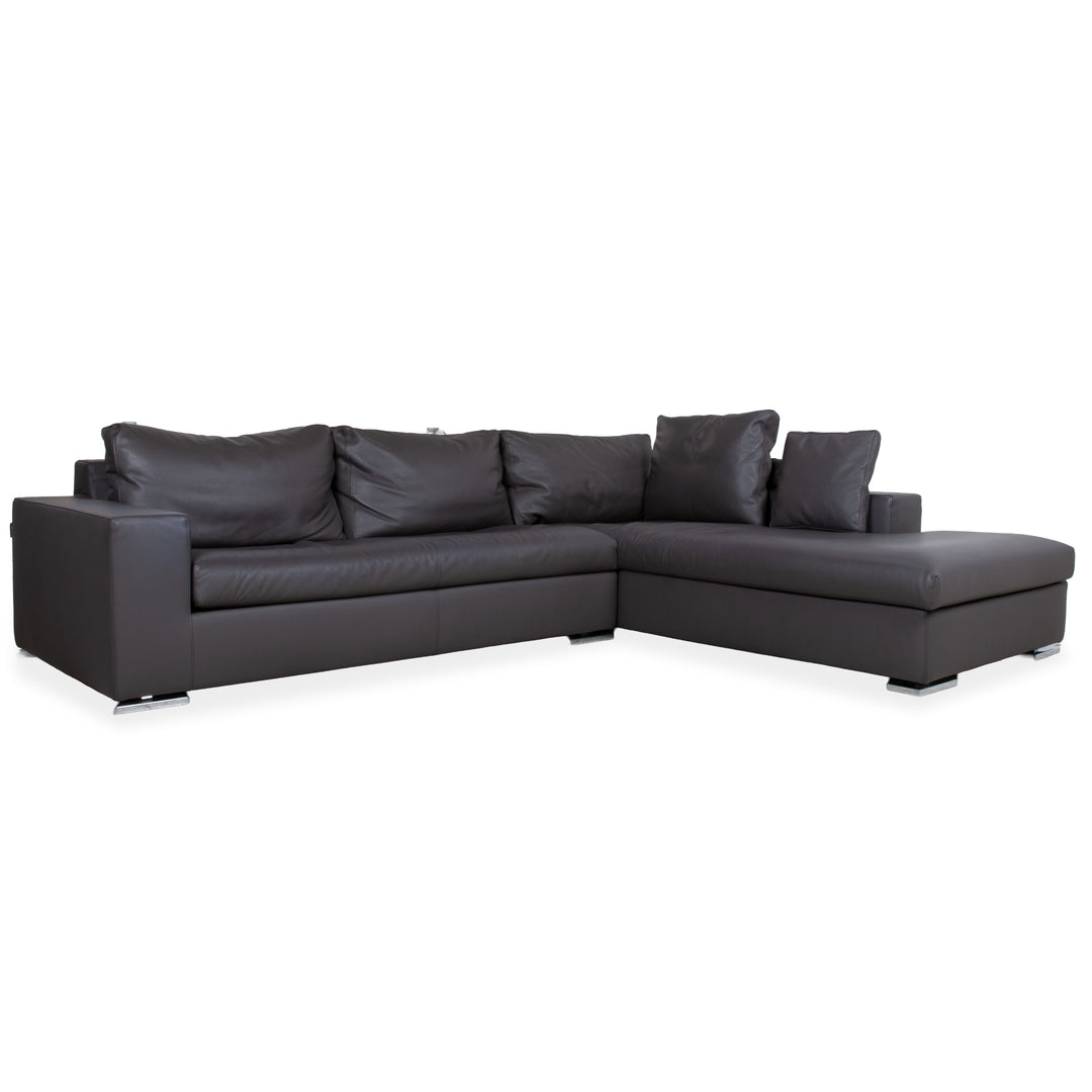 La nouvelle maison canapé d'angle en cuir Halma noir canapé sofa