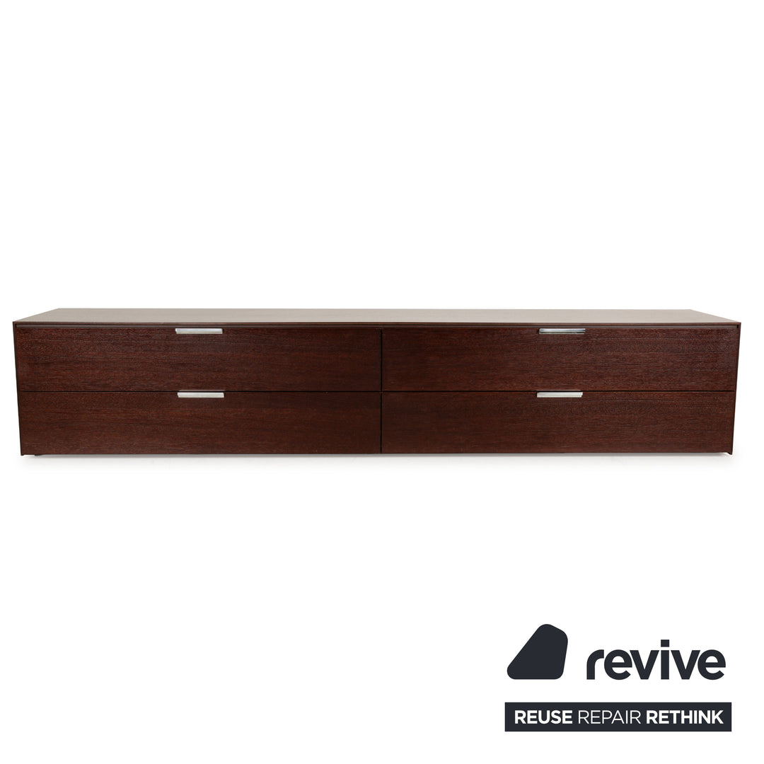 La Nuova Casa Holz Sideboard Dunkelbraun Rot Lowboard Schubladen
