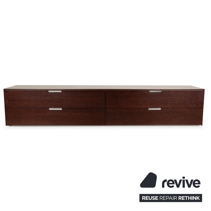 La Nuova Casa Holz Sideboard Dunkelbraun Rot Lowboard Schubladen