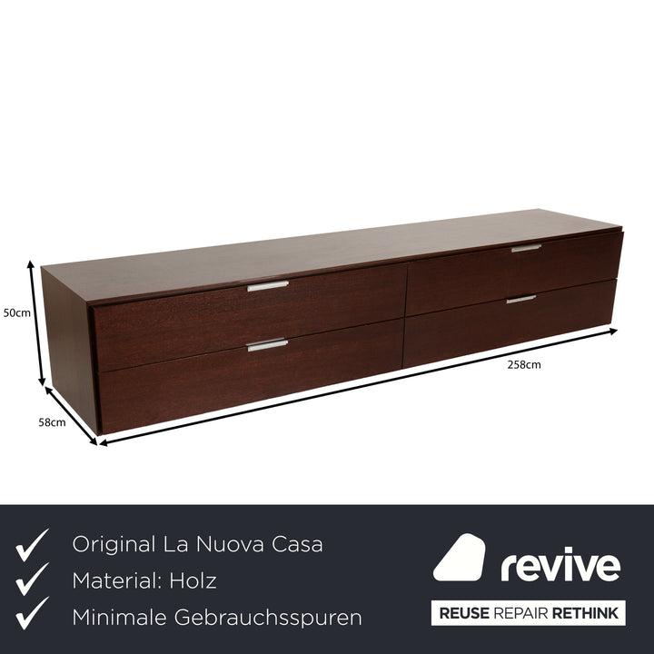 La Nuova Casa Holz Sideboard Dunkelbraun Rot Lowboard Schubladen