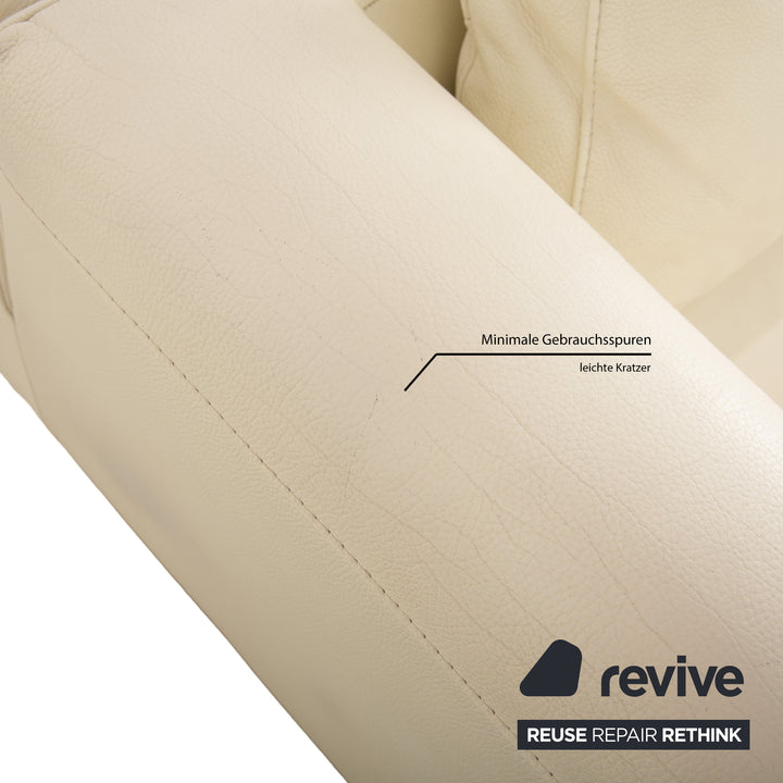 La Nuova Casa Leather Three-Seater White Cream Sofa Couch