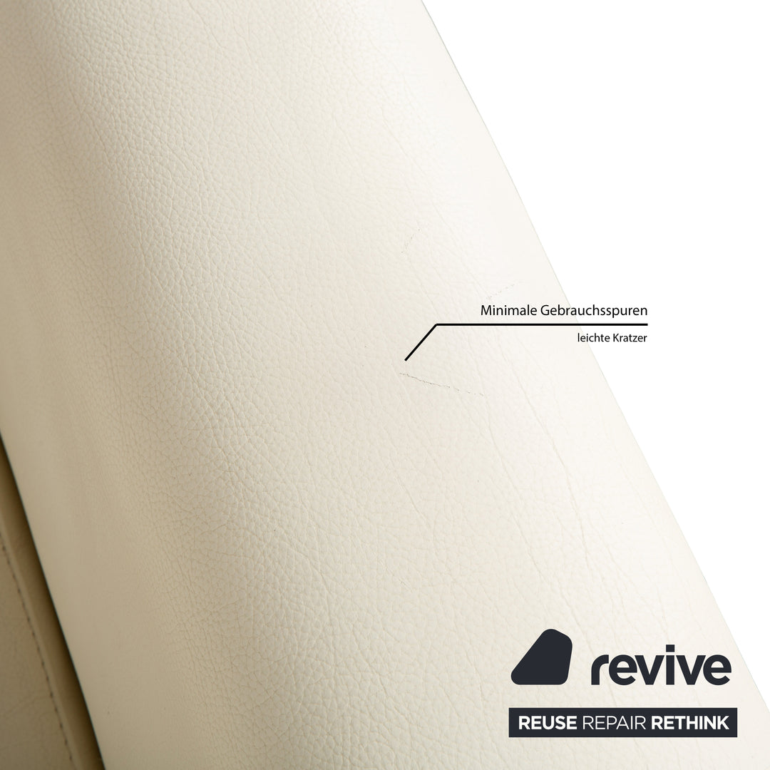 La Nuova Casa Leather Three-Seater White Cream Sofa Couch