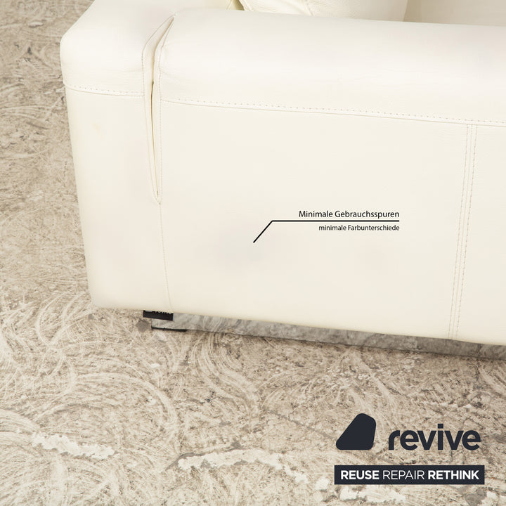 La Nuova Casa Leather Three-Seater White Cream Sofa Couch