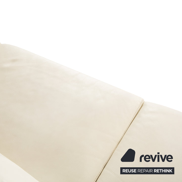 La Nuova Casa Leather Three-Seater White Cream Sofa Couch