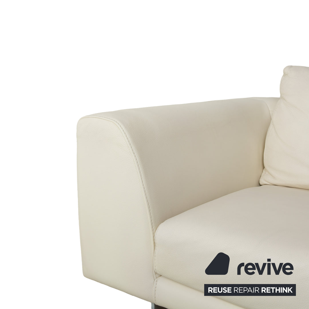 La Nuova Casa Leather Three-Seater White Cream Sofa Couch