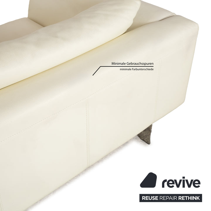 La Nuova Casa Leather Three-Seater White Cream Sofa Couch